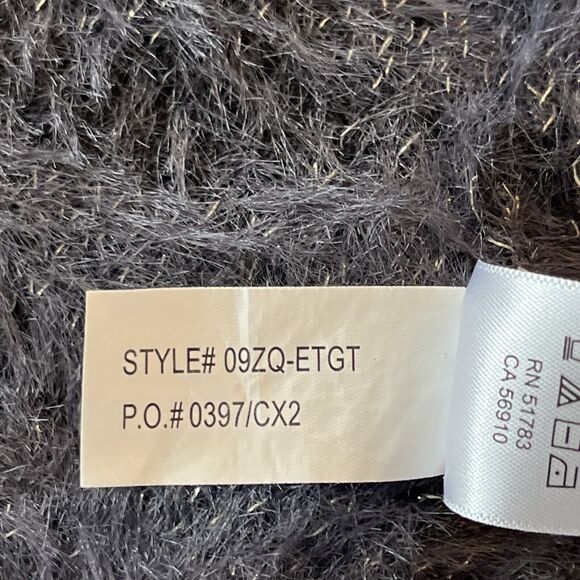 Trucloth Womens Striped Fuzzy Eyelash Knit Cardigan Sweater Sz M Open Purple EUC - Picture 8 of 11